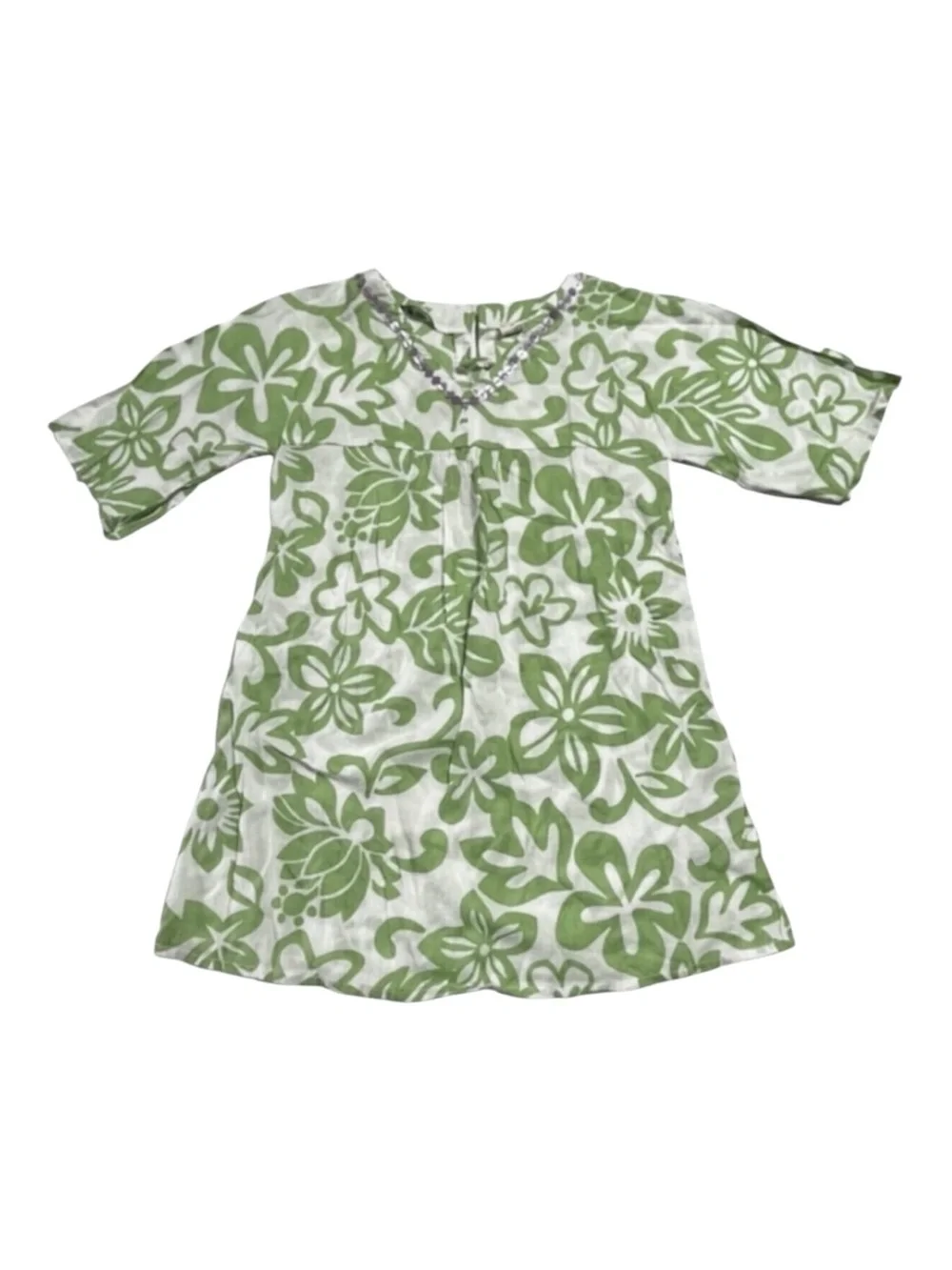 Mini Boden green floral swim coverup dress 5-6 years